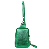 Firenze Metallic Green Leather Sling Bag